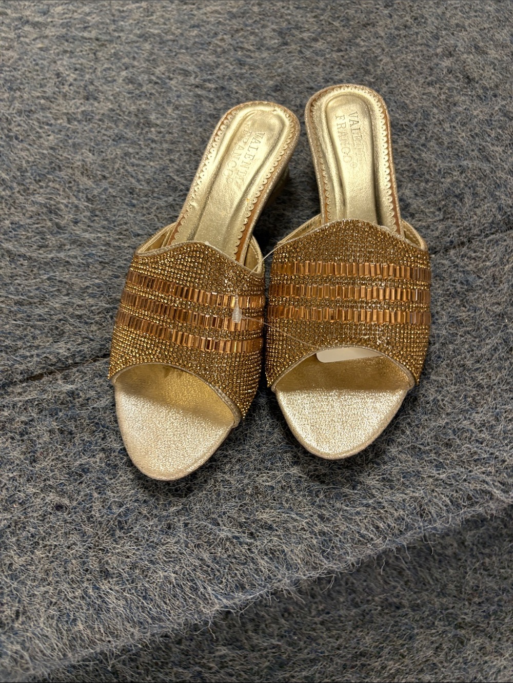 Valenti Franco Gold Beaded Slide Sandals